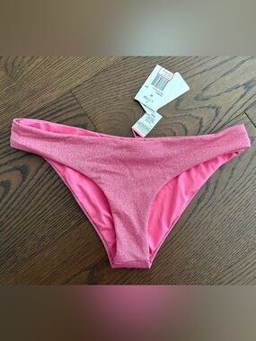 NWT L*SPACE Shimmery Hot Pink/Bubblegum/Crystal Bikini Bottom (Sandy style)